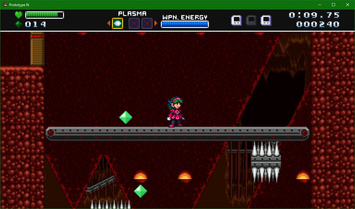 A screenshot of Prototype N gameplay, namely in the Abandoned Mines level.